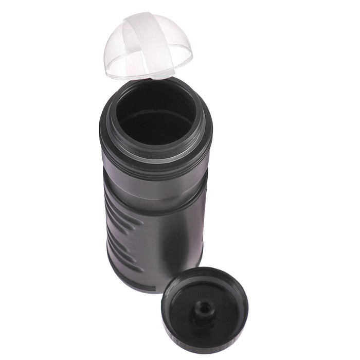 Бутылка для воды 800 мл, велосипедная, пластик PE, черная с черной крышкой, 8х24 см