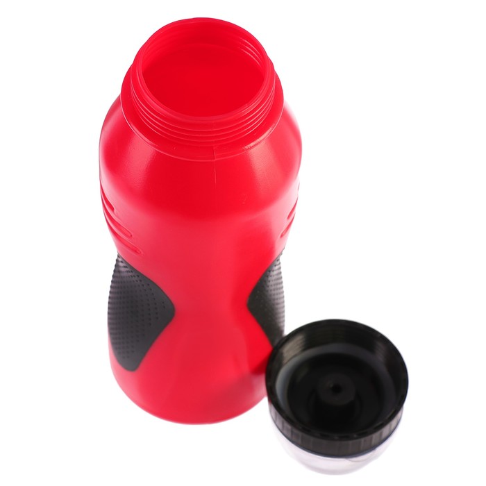 Бутылка для воды 700 мл, велосипедная, пластик PE, красная с черными вставками7.5х22.5 см