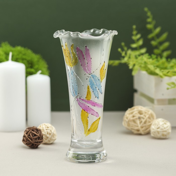 Ваза "Стрекозы в цветах" 8х18 см