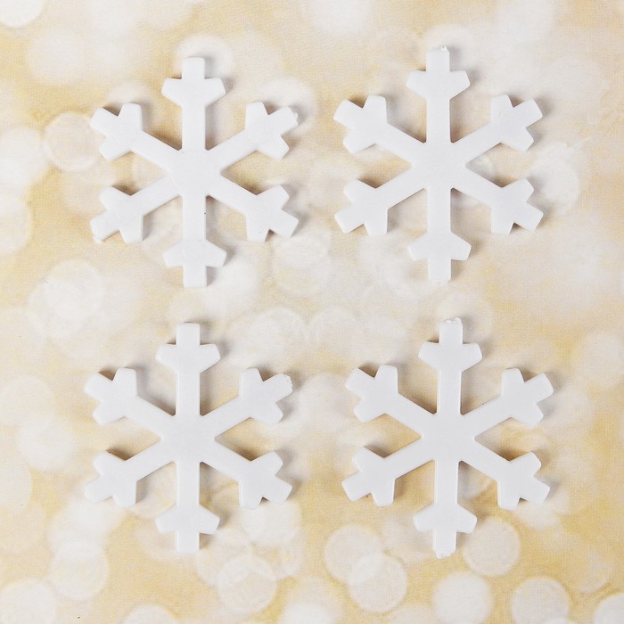 Основа для творчества и декора "Снежинка" набор 4 шт, размер 1 шт 3,4 см, цвет белый