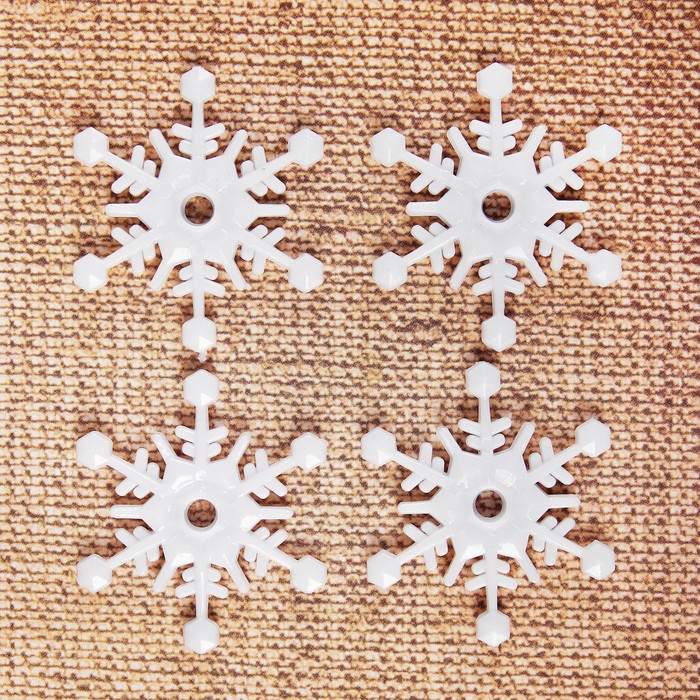 Основа для творчества и декора "Снежинка" набор 4 шт, размер 1 шт 3,5 см, цвет белый