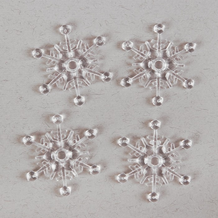 Основа для творчества и декора "Снежинка" набор 4 шт, размер 1 шт 3,5 см