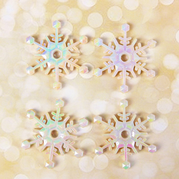 Основа для творчества и декора "Снежинка" набор 4 шт, размер 1 шт 3,5 см, цвет перламутр