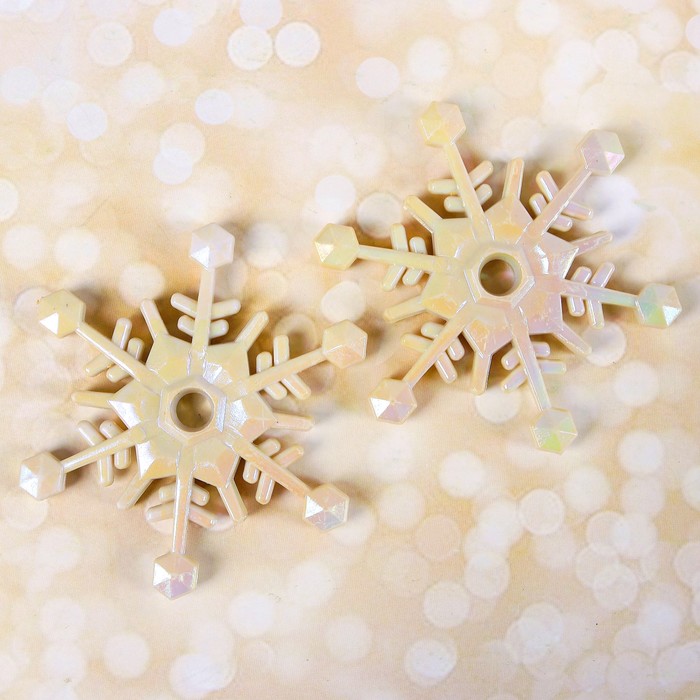 Основа для творчества и декора "Снежинка" набор 2 шт, размер 1 шт 7 см, цвет перламутр