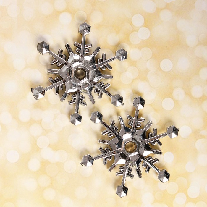 Основа для творчества и декора "Снежинка" набор 2 шт, размер 1 шт 7 см, цвет серебряный