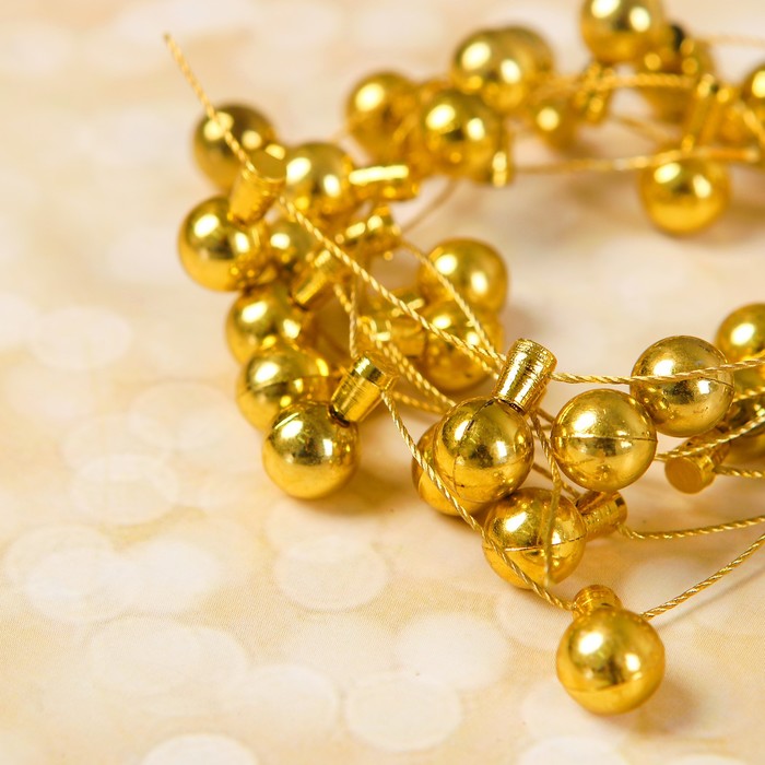 Миниатюра кукольная "Гирлянда - шарик", длина 1 метр, игрушка 1,5*0,8 см, цвет золотой