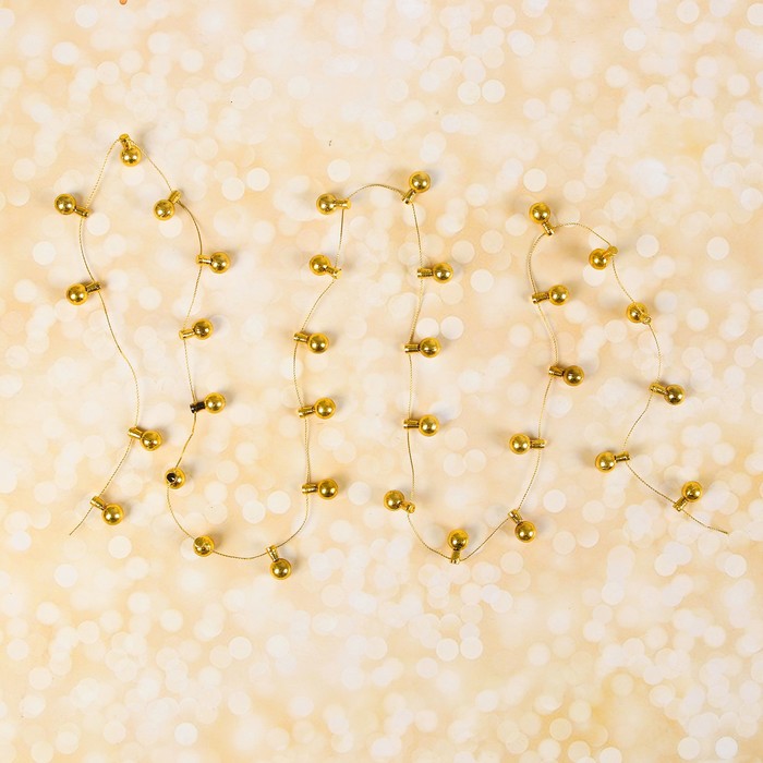 Миниатюра кукольная "Гирлянда - шарик", длина 1 метр, игрушка 1,5*0,8 см, цвет золотой