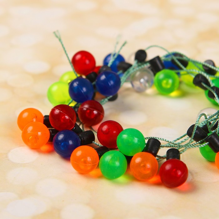 Миниатюра кукольная "Гирлянда - шарик", длина 1 метр, игрушка 1,5*0,8 см, цвета МИКС