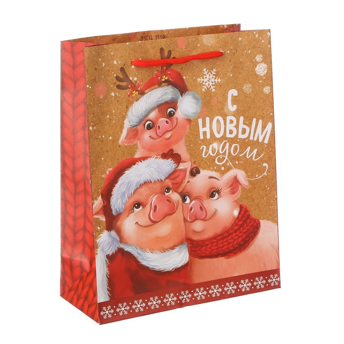Пакет ламинат вертикальный «Весёлый Новый год», MS 18 х 23 х 8 см