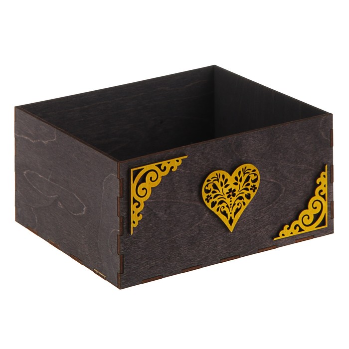 Кашпо флористическое, "Сердце", эбеновое дерево, 20 х 16,3 х 10 см