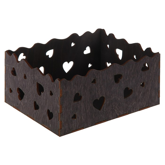 Кашпо флористическое, "Сердца", эбеновое дерево, 18 х 15 х 9 см