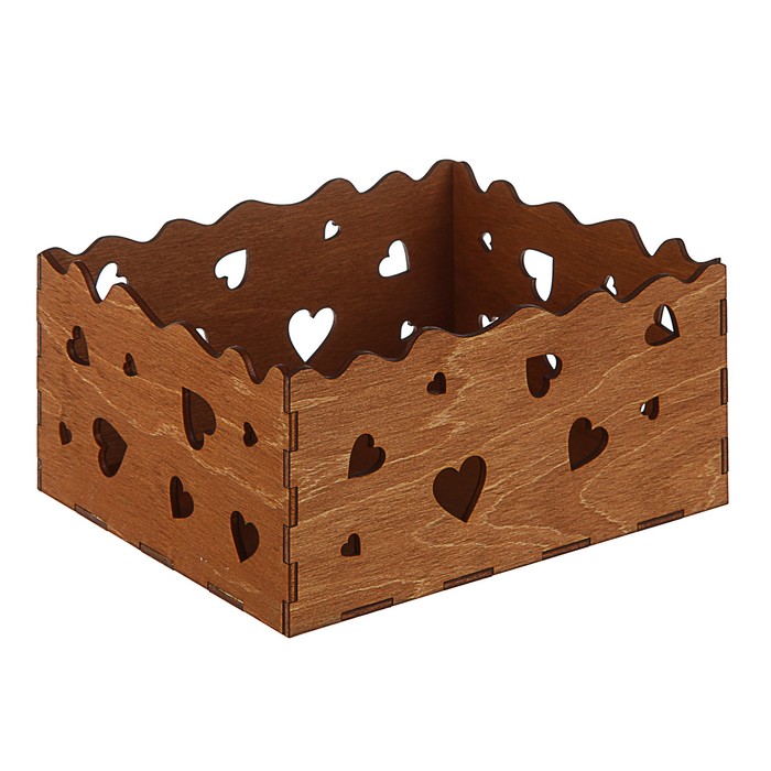 Кашпо флористическое, "Сердца", дуб, 18 х 15 х 9 см
