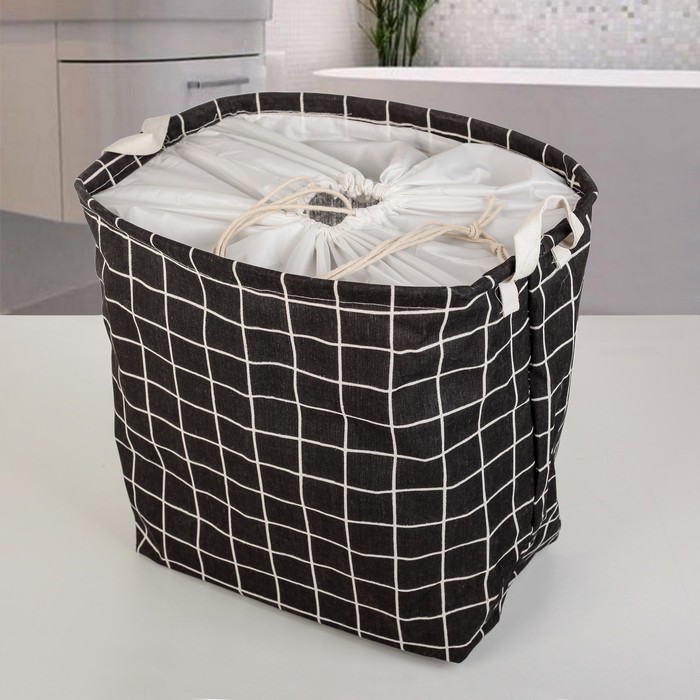 Корзина для белья, текстильная, цвет черный