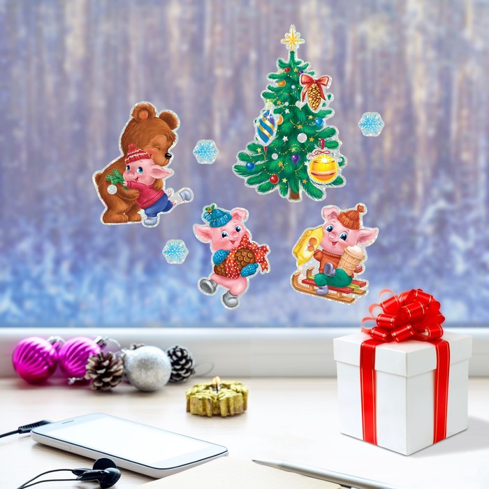 Интерьерная наклейка‒голография «Новогодние настроение», 21 х 29,7 см