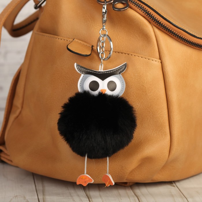 Пушистик на кольце "Совёнок с большими глазами" 12,5х8х8 см