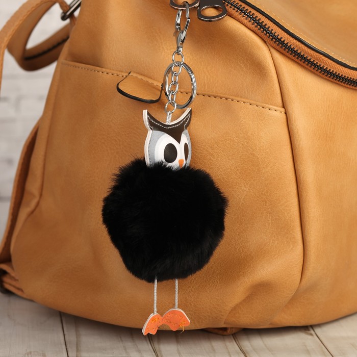 Пушистик на кольце "Совёнок с большими глазами" 12,5х8х8 см