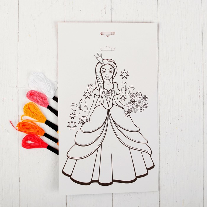 Аппликация нитками "Принцесса", А4