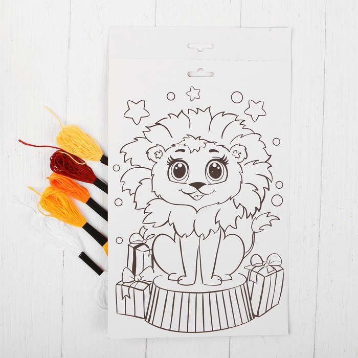 Аппликация нитками "Лев", А4