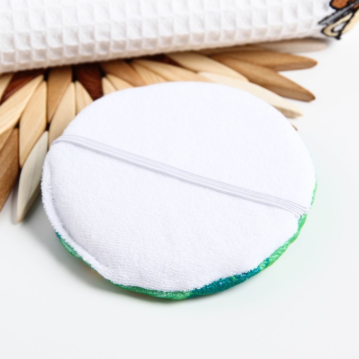 Мочалка детская махровая «Жирафик», на резинке, диаметр 11 см