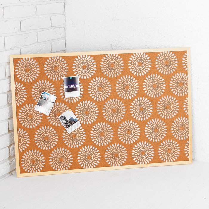 Доска пробковая в деревянной раме "Цветы", 90 × 60 см