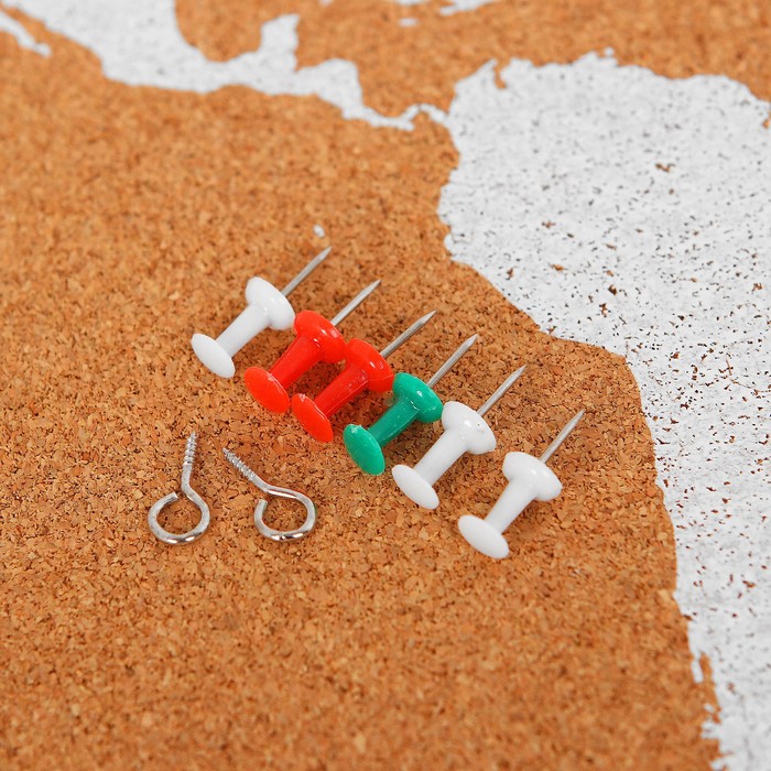 Доска пробковая в деревянной раме "Карта мира", 60 × 40 см