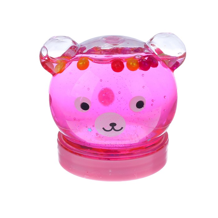 Лизун "Мишка" твердый с бусинами, цвета МИКС