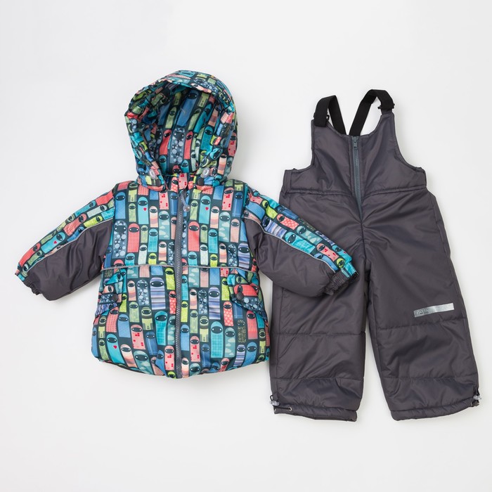 Комплект детский (Куртка + Полукомбинезон), рост 92 см, цвет серый(фигурки)