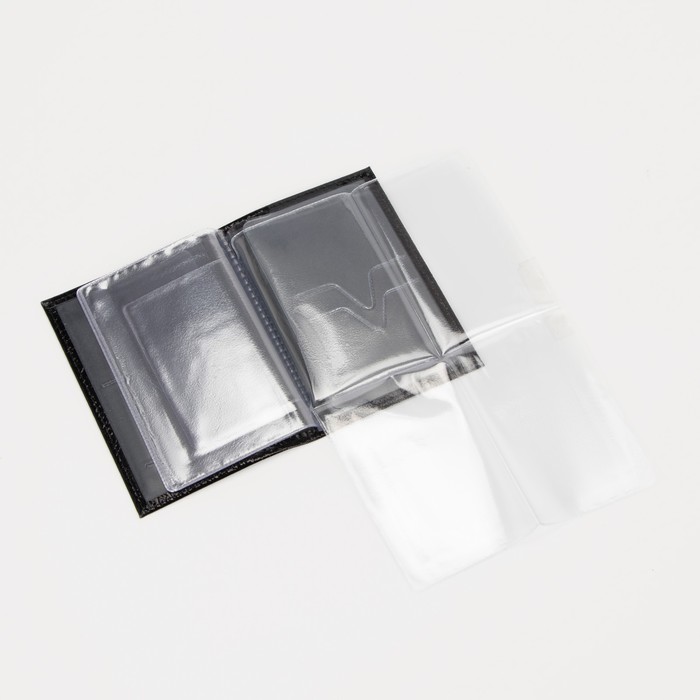 Обложка для автодокументов, крокодил, цвет чёрный