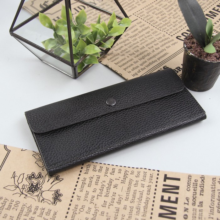 Кошелёк женский, 3 отдела, для кредиток, доллар, цвет чёрный