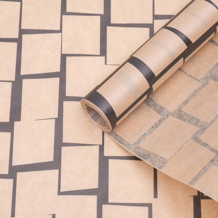 Бумага упаковочная крафт "Черепица Чёрная", 0.6 x 10 м