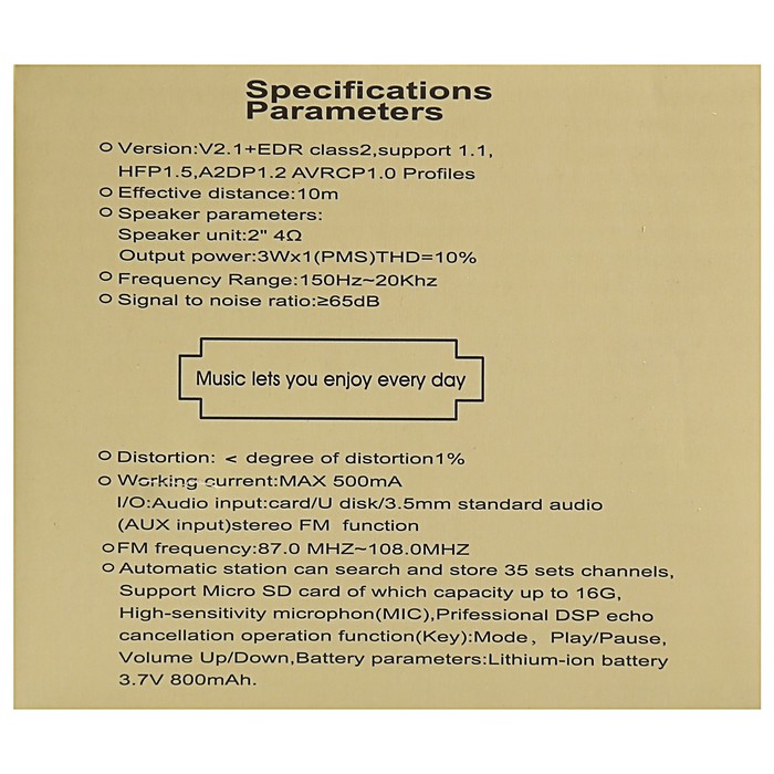 Портативная акустика Activ NewRixing NR-1015, bluetooth/USB/microSD, акуумулятор 500 мАч, зе