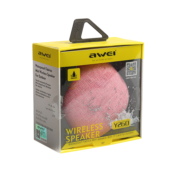 Портативная акустика Awei Y260, bluetooth/microUSB/microCD, аккумулятор 800 мАч, розо
