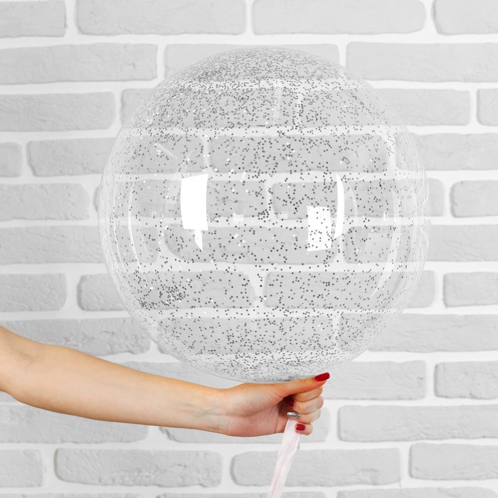 Шар полимерный 20" "Сфера", маленькие звезды, цвет серебряный, 1 шт