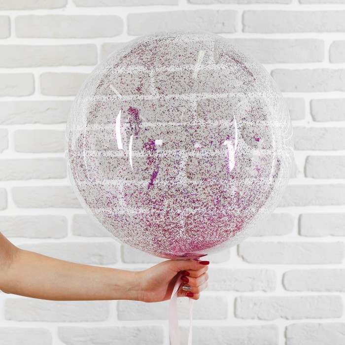 Шар полимерный 20" "Сфера", блестки, цвет фуксия, 1 шт