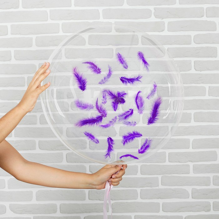 Шар полимерный 20" "Сфера", перья, цвет фиолетовый, 1 шт