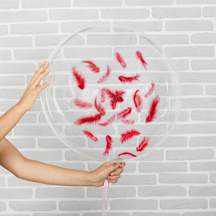 Шар полимерный 20" "Сфера", перья, цвет красный, 1 шт