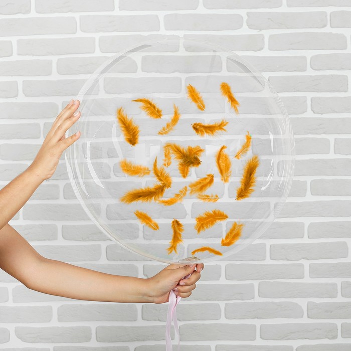 Шар полимерный 20" "Сфера", перья, цвет оранжевый, 1 шт