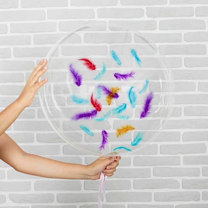 Шар полимерный 20" "Сфера", яркие перья, 1 шт., МИКС