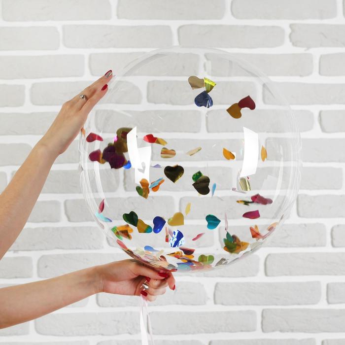 Шар полимерный 20" "Сфера", большие сердца, фольга, МИКС, 1 шт