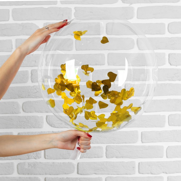 Шар полимерный 20" "Сфера", большие сердца, фольга, цвет золотой, 1 шт