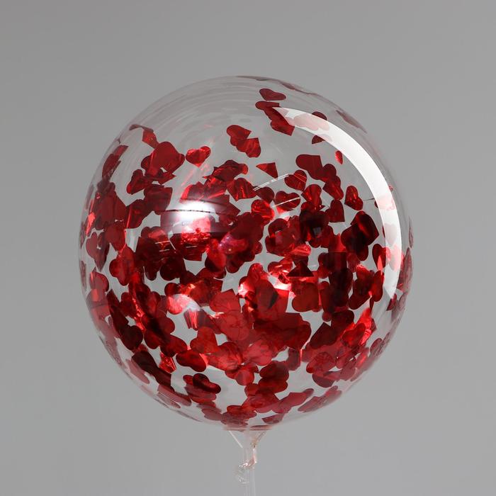 Шар полимерный 20" "Сфера", большие сердца, фольга, цвет красный, 1 шт