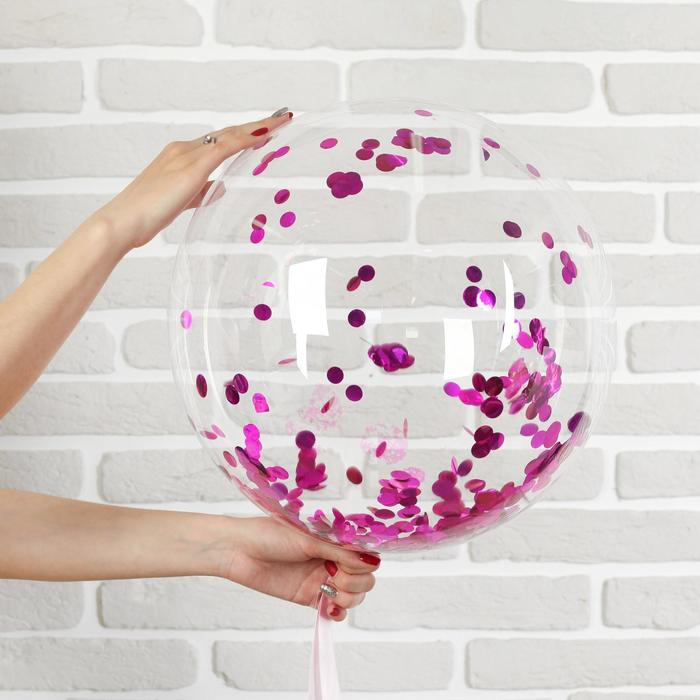 Шар полимерный 20" "Сфера", круги, фольга, цвет розовый, 1 шт