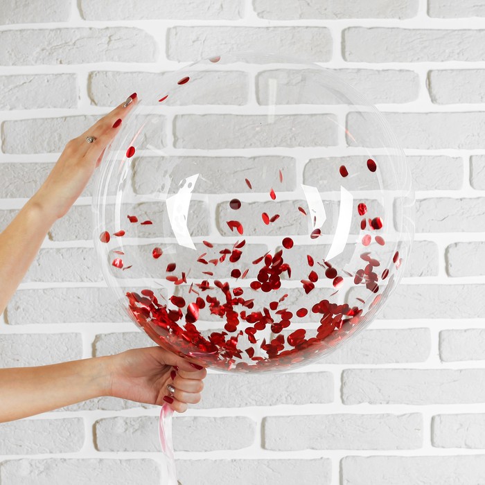 Шар полимерный 20" "Сфера", малые круги, фольга, цвет красный, 1 шт