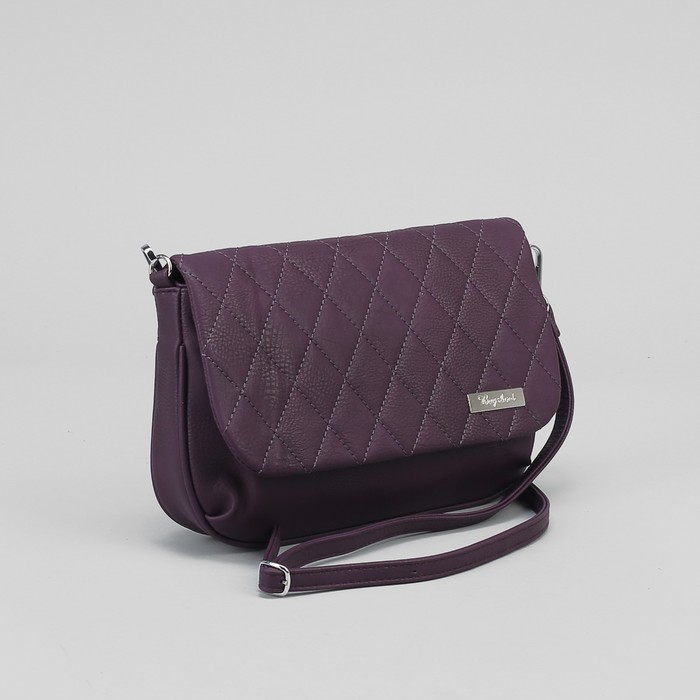 Сумка женская, отдел на молнии, наружный карман, длинный ремень, цвет фиолетовый