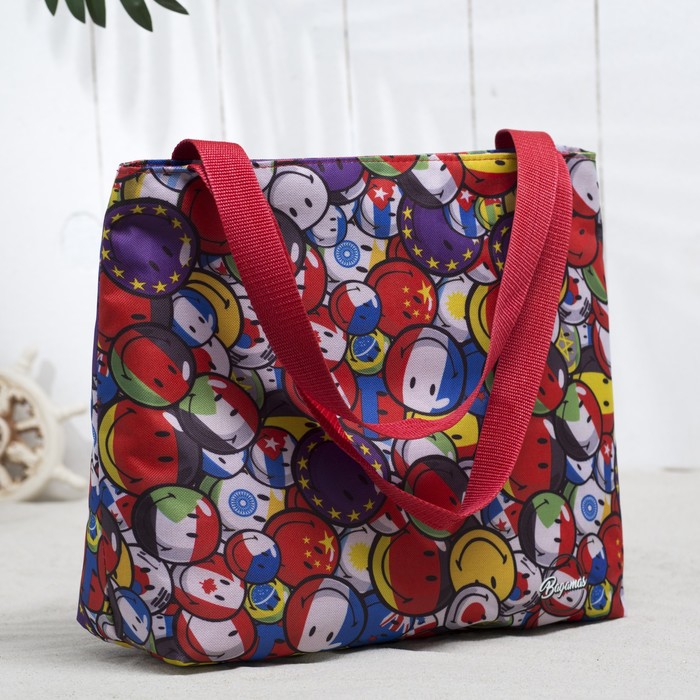 Сумка летняя "Шарики", отдел на молнии, цвет красный