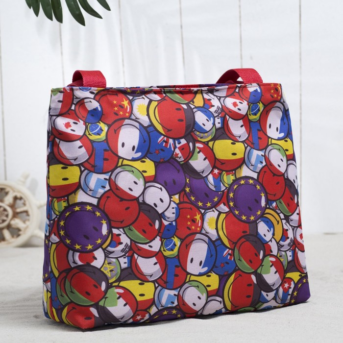 Сумка летняя "Шарики", отдел на молнии, цвет красный