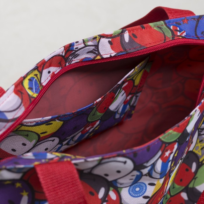 Сумка летняя "Шарики", отдел на молнии, цвет красный