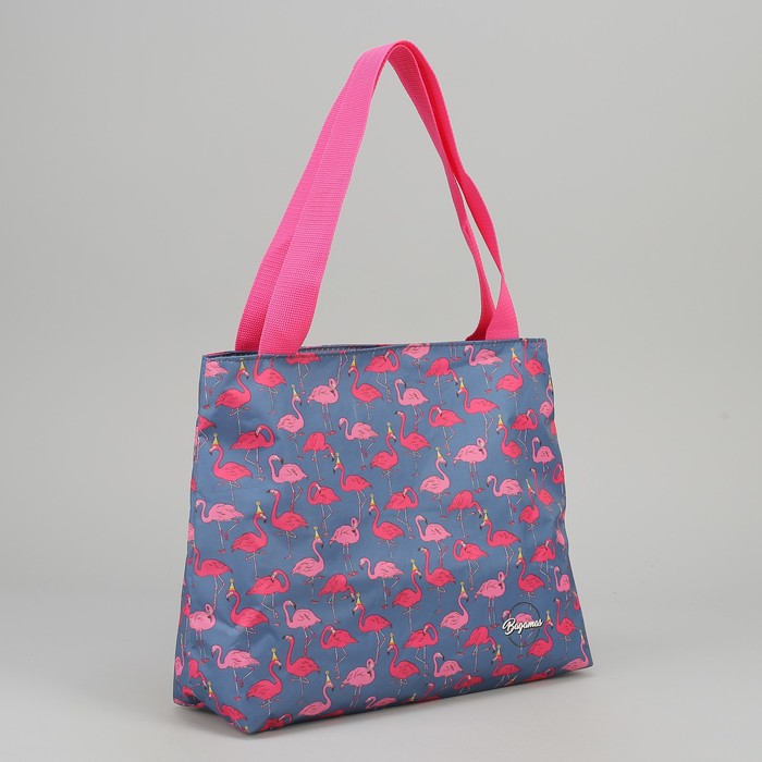Сумка летняя "Фламинго", отдел на молнии, цвет розовый