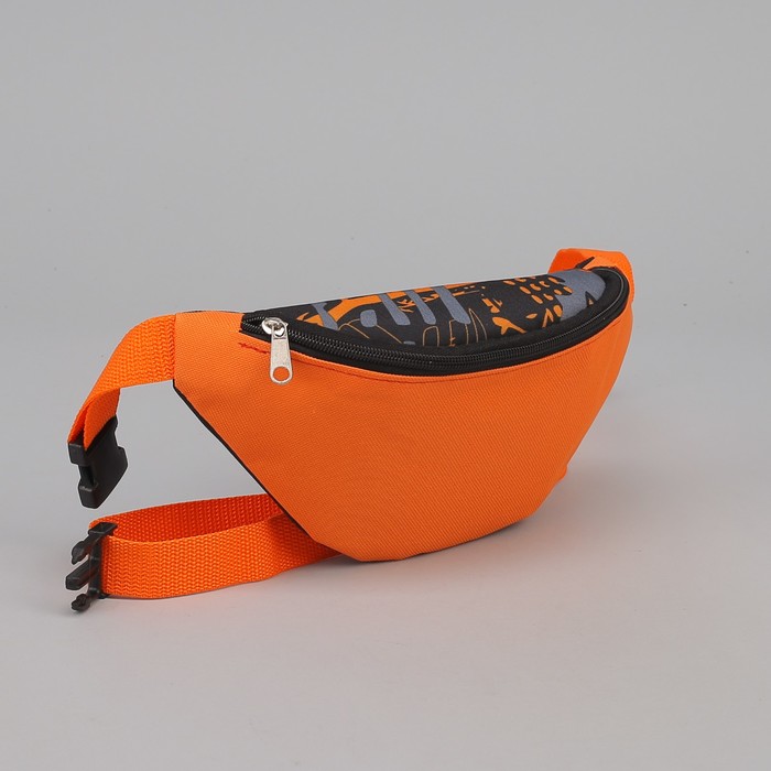Сумка поясная "Абстракция"", отдел на молнии, регулируемый ремень, оранжевый/чёрный