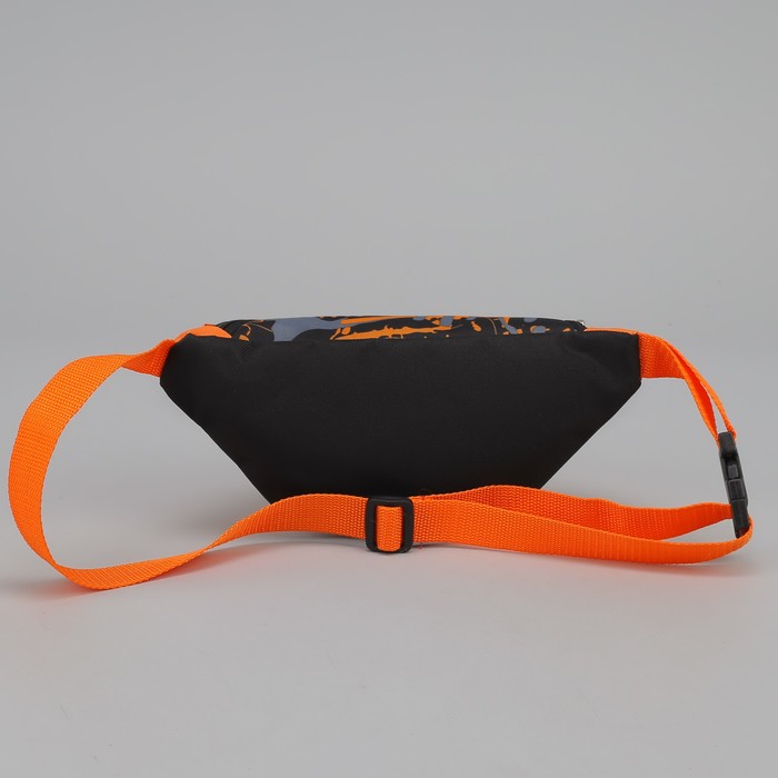 Сумка поясная "Абстракция"", отдел на молнии, регулируемый ремень, оранжевый/чёрный